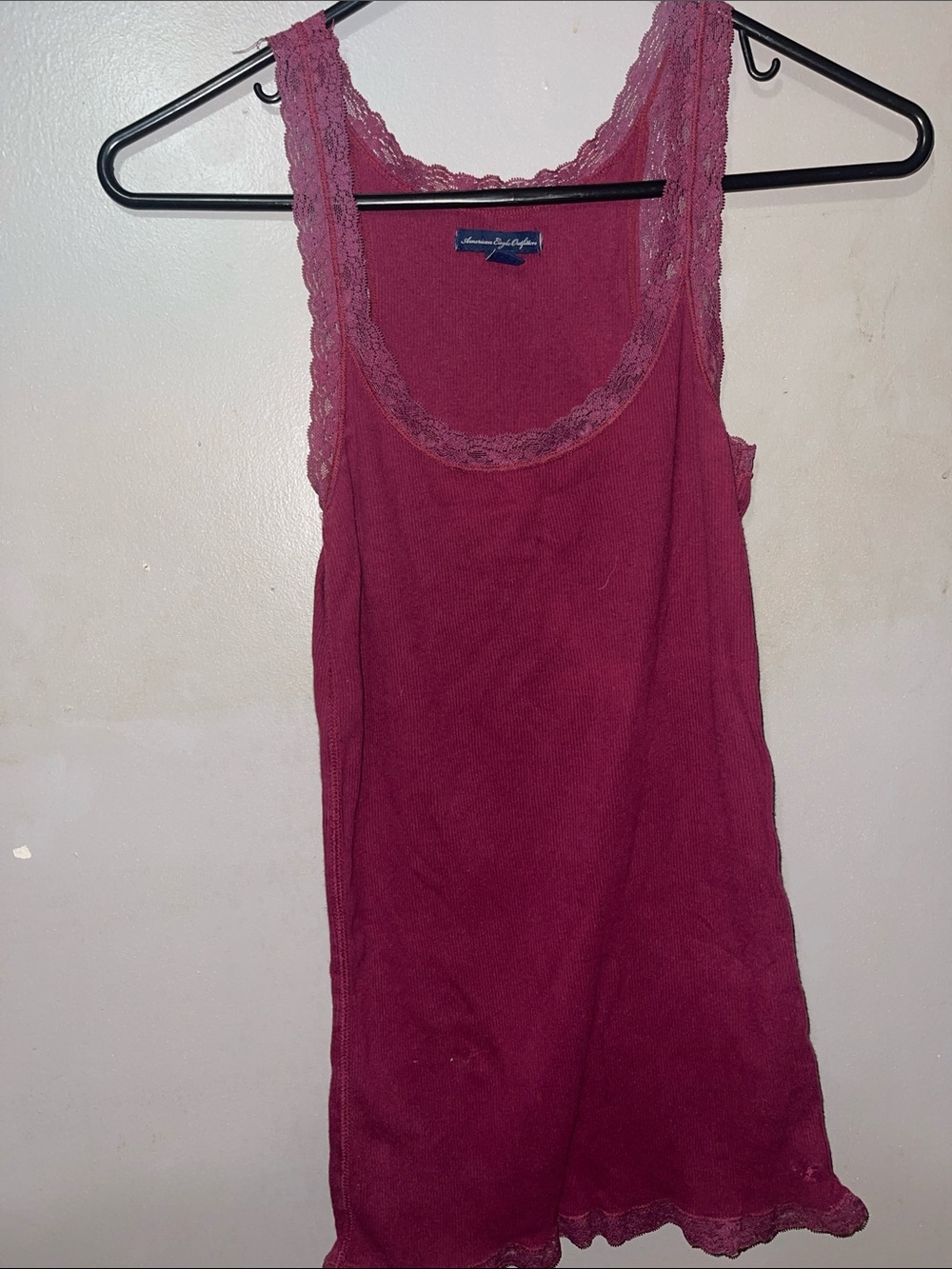 American Eagle Outfitters Lace-Trim Tank - Berry Plum